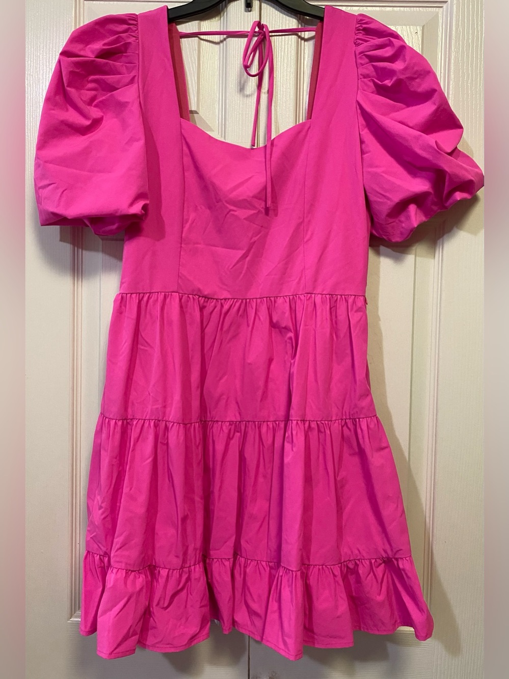 Glam LA, Fuchsia Puff Sleeve Square Neck Dress (M)